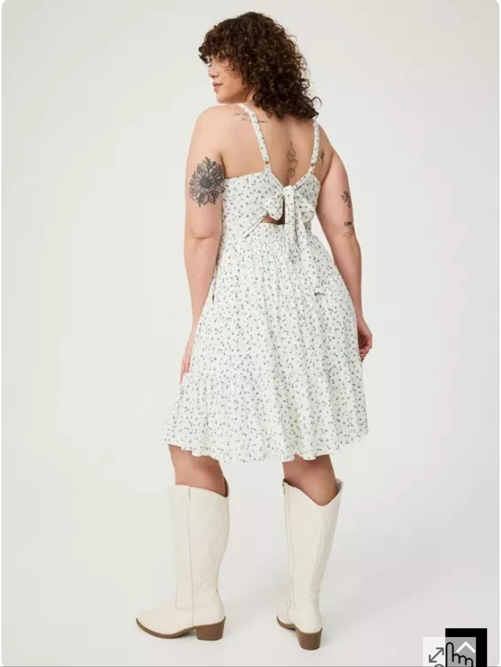 Floral Tie-Back Sundress in White